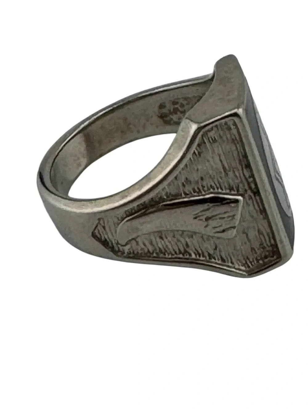 Vintage Southwestern Bear Mountain Black Enamel Statement Ring Size 9